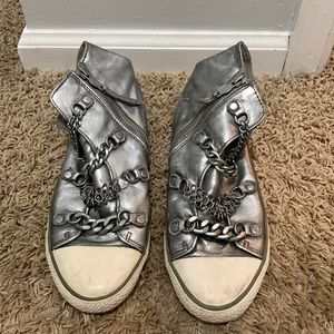 Women’s ASH silver chained high top sneakers size 38
